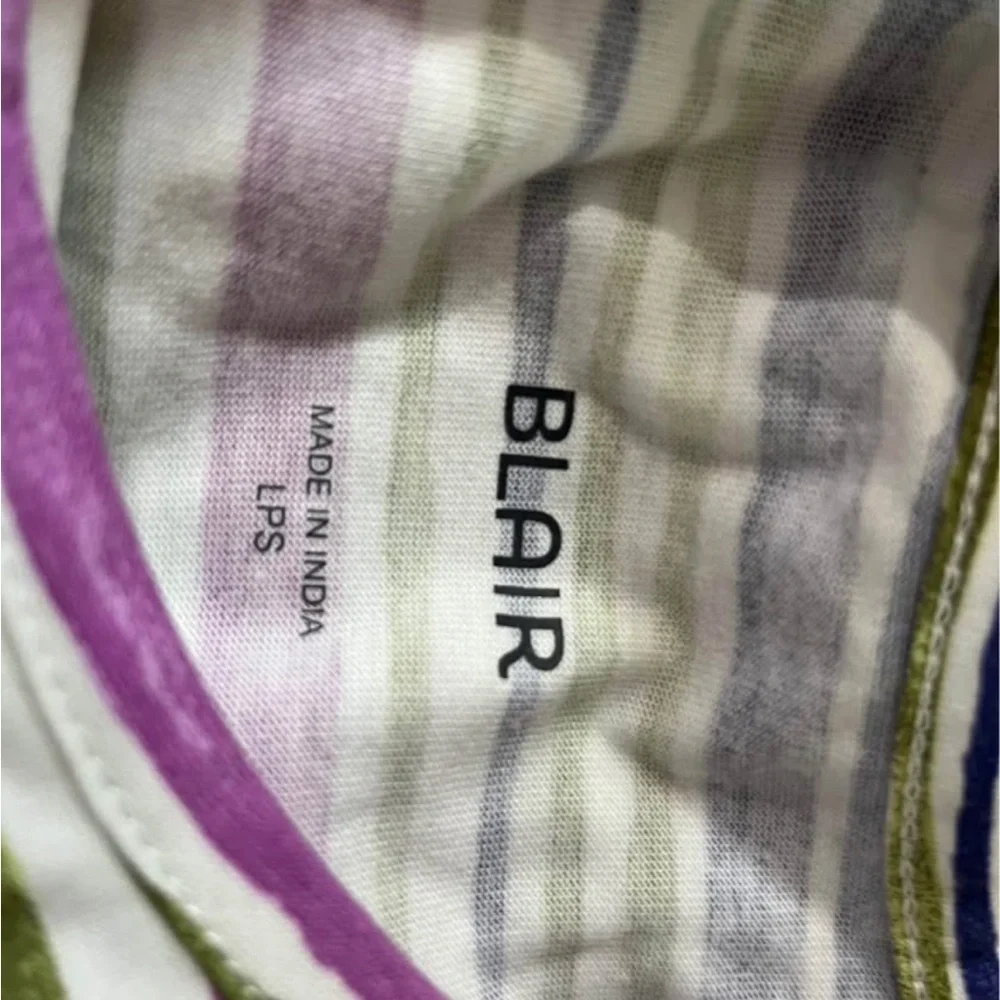 Blair Women's Long Sleeve Striped Tee - Purple, Green, White. BRAND NEW - Picture 2 of 3